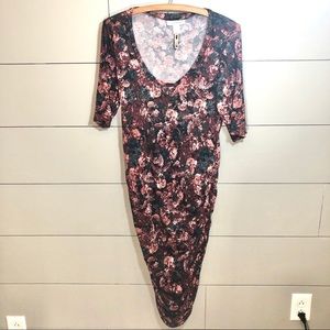 Motherhood Maternity Floral Bodycon Dress Large